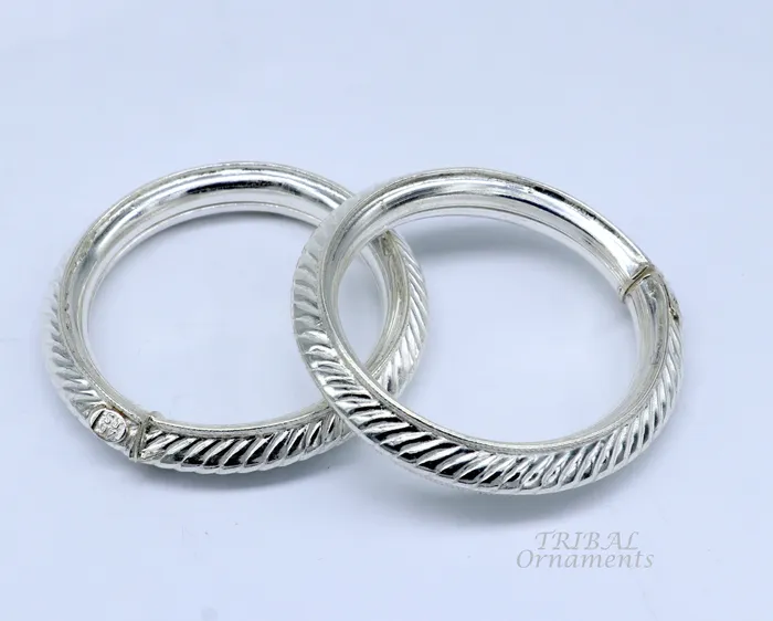 Bracelets TRIBAL ORNAMENTS Vintage antique design handmade Sterling silver baby bracelet foot kada fabulous gifting jewelry from india nsk495