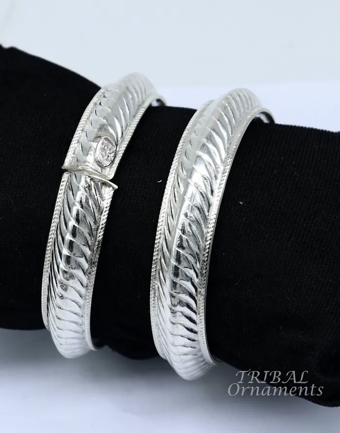 Bracelets TRIBAL ORNAMENTS Vintage antique design handmade Sterling silver baby bracelet foot kada fabulous gifting jewelry from india nsk495