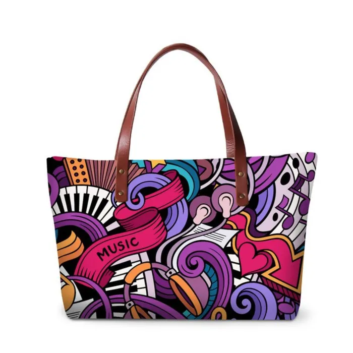 Dispalang Orangepromise Store Rings Cartoon Collage Shoulder Bag