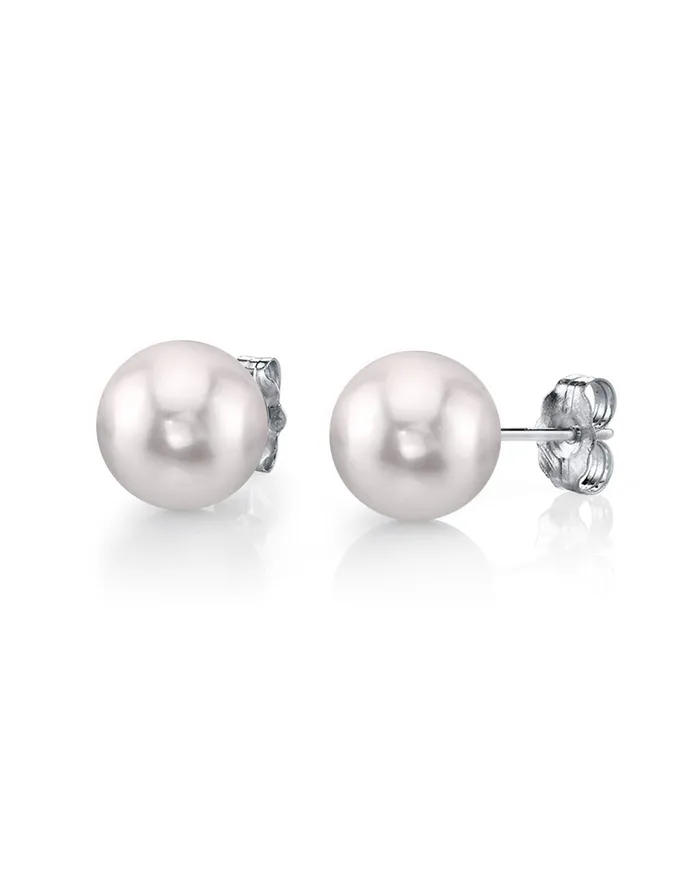 Earrings spt 6065mm White Akoya Round Pearl Stud Earrings