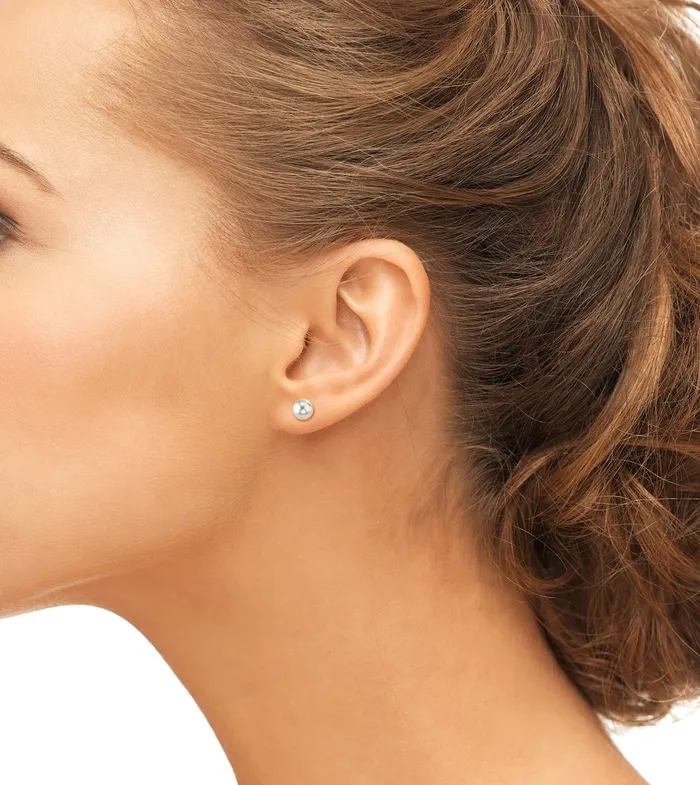 Earrings spt 6065mm White Akoya Round Pearl Stud Earrings