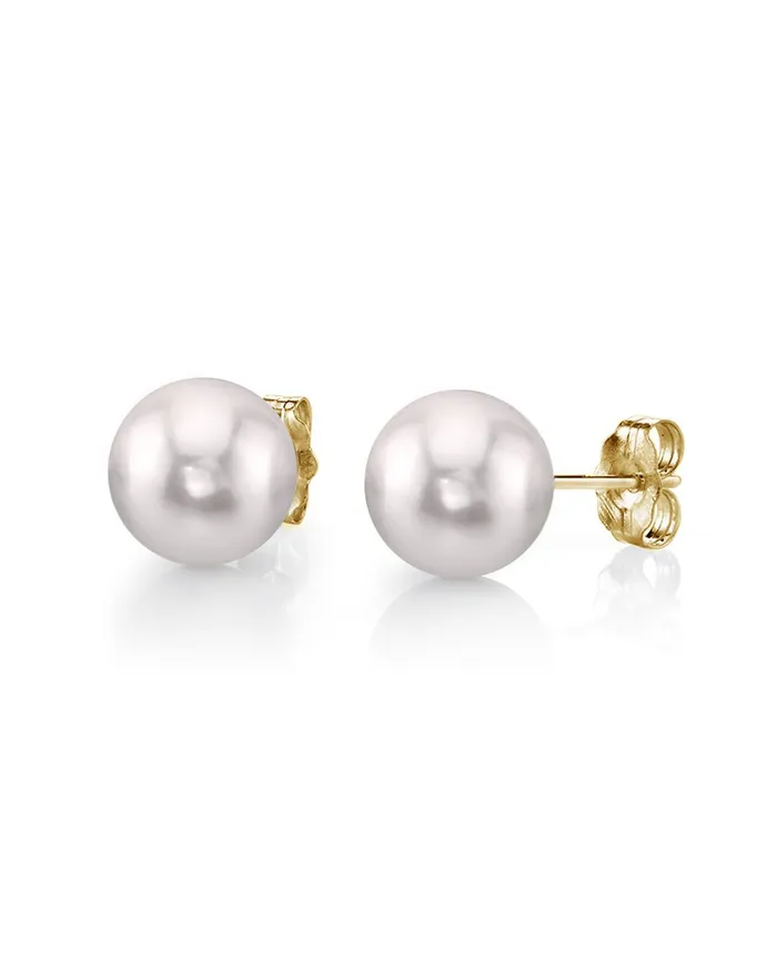 Earrings spt 6065mm White Akoya Round Pearl Stud Earrings