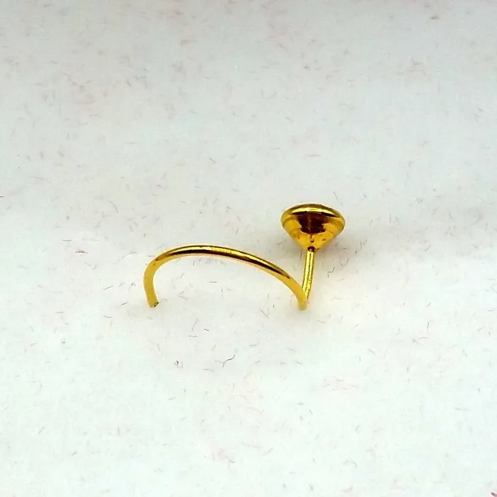 Earrings TRIBAL ORNAMENTS 4 mm 18k gold nose pin india white stone simple design best price Earrings TRIBAL ORNAMENTS 4 mm 18k gold nose pin india white stone simple design best price