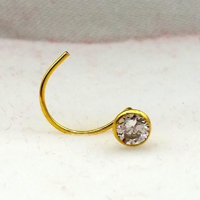 Earrings TRIBAL ORNAMENTS 4 mm 18k gold nose pin india white stone simple design best price Earrings TRIBAL ORNAMENTS 4 mm 18k gold nose pin india white stone simple design best price