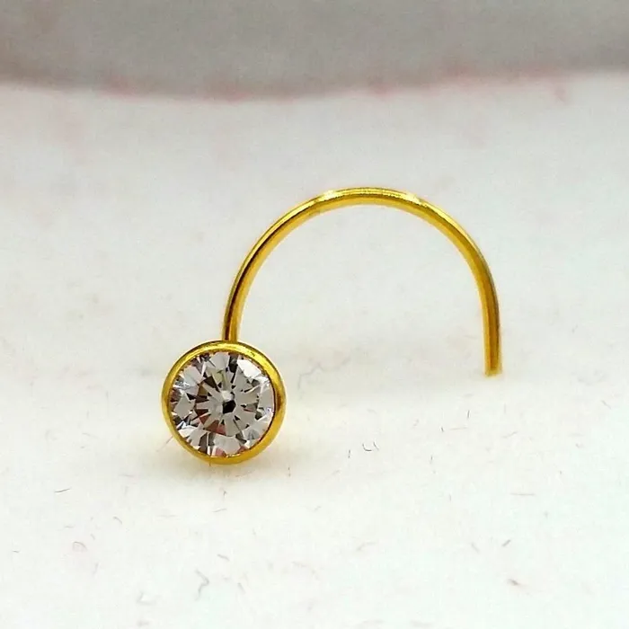 Earrings TRIBAL ORNAMENTS 4 mm 18k gold nose pin india white stone simple design best price Earrings TRIBAL ORNAMENTS 4 mm 18k gold nose pin india white stone simple design best price
