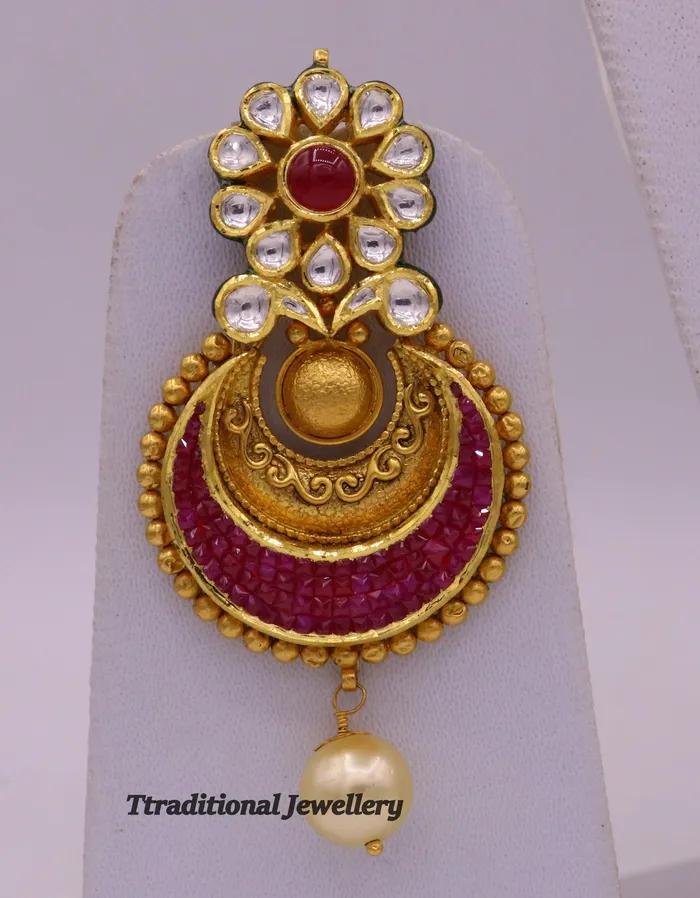 Earrings Vintage antique design handmade 22kt yellow gold kundan stone jadau earrings Fabulous womens jewelry TRIBAL ORNAMENTS