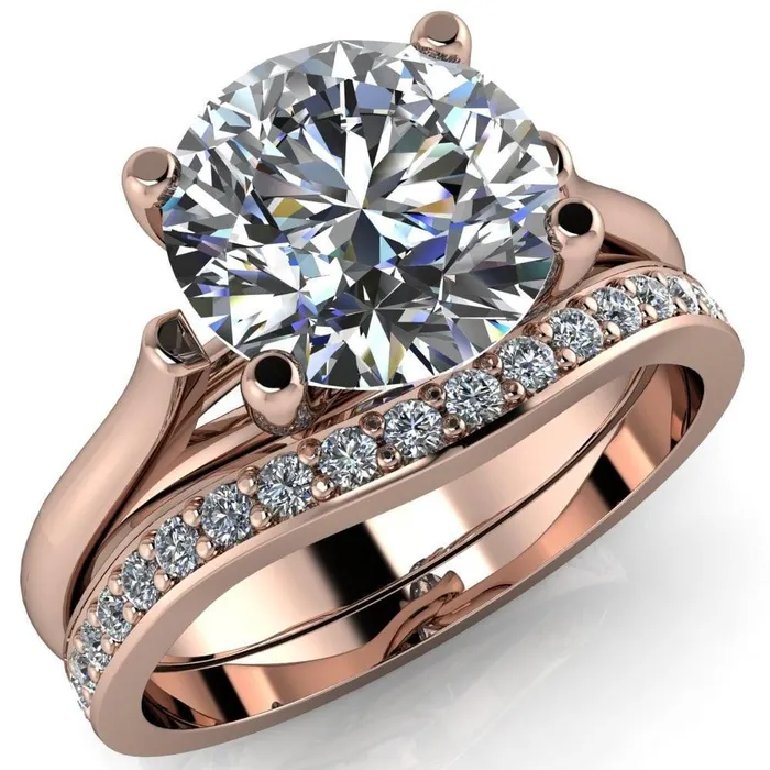 Fire Brilliance Baylee Round Center Stone Classic 4 Cross Prongs Cathedral Solitaire Ring Rings Fire Brilliance Baylee Round Center Stone Classic 4 Cross Prongs Cathedral Solitaire Ring Rings