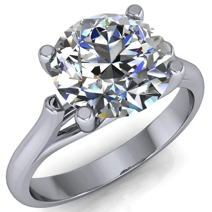 Fire Brilliance Baylee Round Center Stone Classic 4 Cross Prongs Cathedral Solitaire Ring Rings
