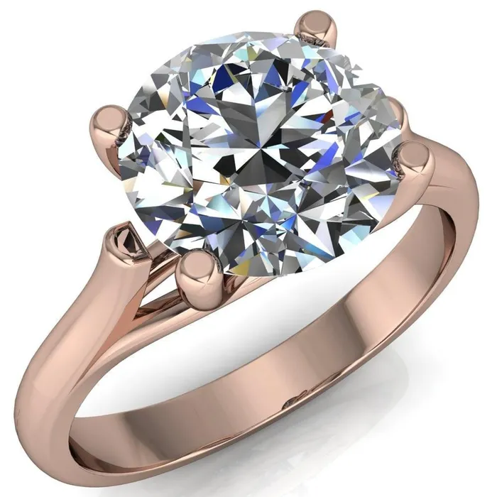 Fire Brilliance Baylee Round Center Stone Classic 4 Cross Prongs Cathedral Solitaire Ring Rings