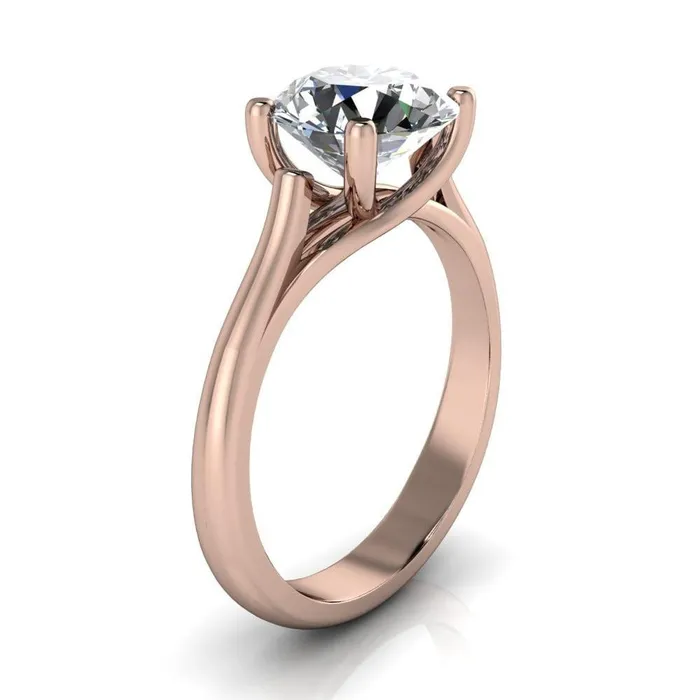 Fire Brilliance Baylee Round Center Stone Classic 4 Cross Prongs Cathedral Solitaire Ring Rings