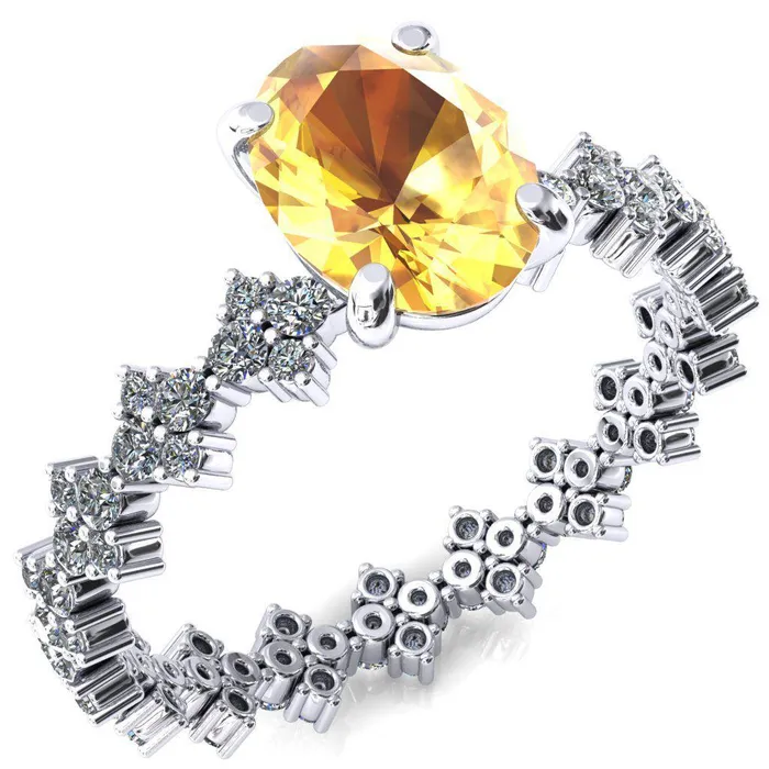 Fire Brilliance Rings Lacy Oval Yellow Sapphire 4 Prong Single Rail Full Eternity Engagement Ring Fire Brilliance Rings Lacy Oval Yellow Sapphire 4 Prong Single Rail Full Eternity Engagement Ring