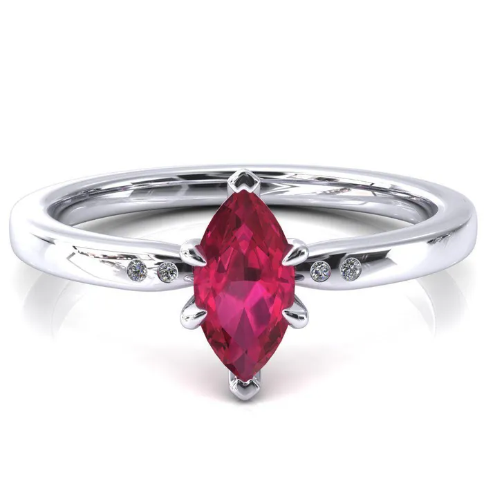 Fire Brilliance Rings Maise Marquise Ruby 6 Prong Diamond Accent Engagement Ring Fire Brilliance Rings Maise Marquise Ruby 6 Prong Diamond Accent Engagement Ring
