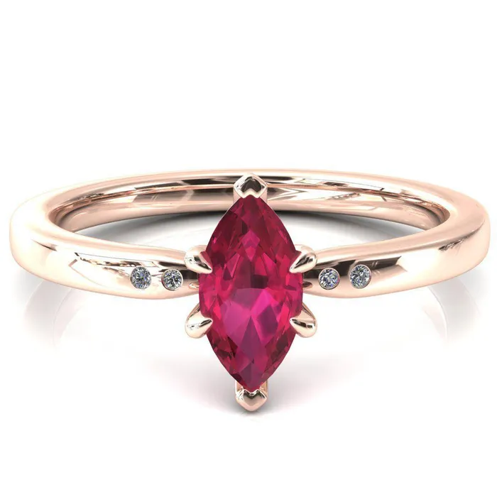 Fire Brilliance Rings Maise Marquise Ruby 6 Prong Diamond Accent Engagement Ring