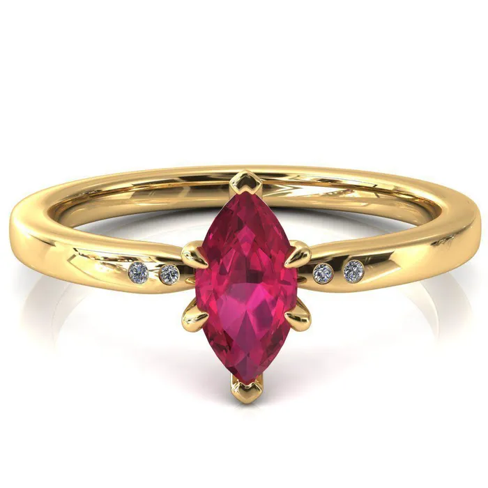 Fire Brilliance Rings Maise Marquise Ruby 6 Prong Diamond Accent Engagement Ring
