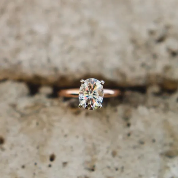 Fire Brilliance Rings Oval Center Stone 4 Prongs FANCY Solitaire Ring