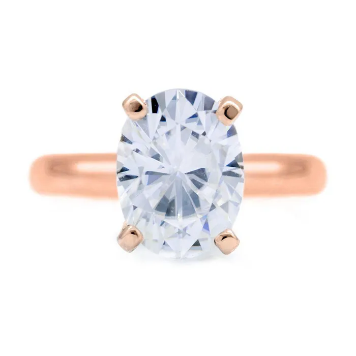 Fire Brilliance Rings Oval Center Stone 4 Prongs FANCY Solitaire Ring