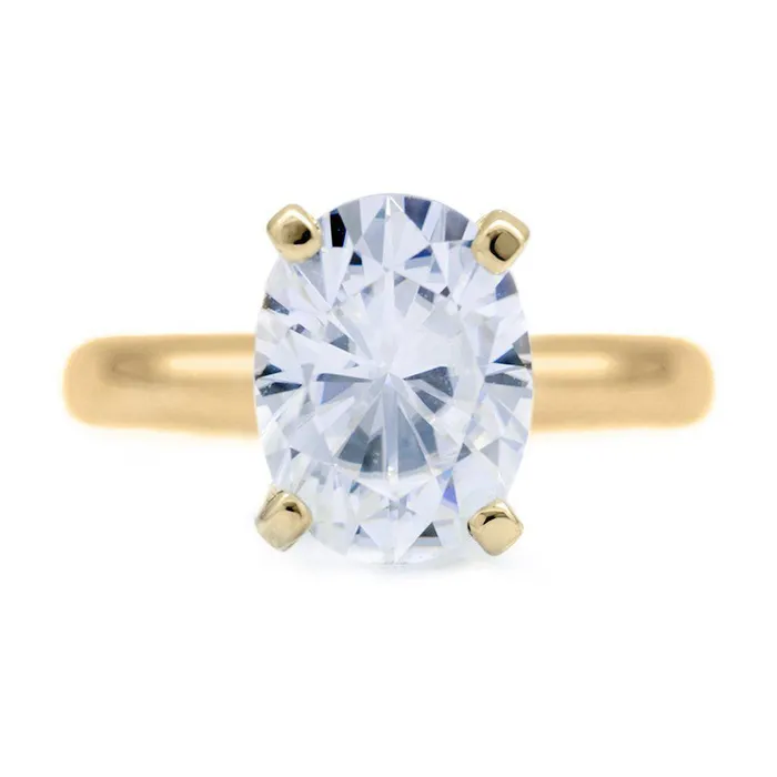Fire Brilliance Rings Oval Center Stone 4 Prongs FANCY Solitaire Ring