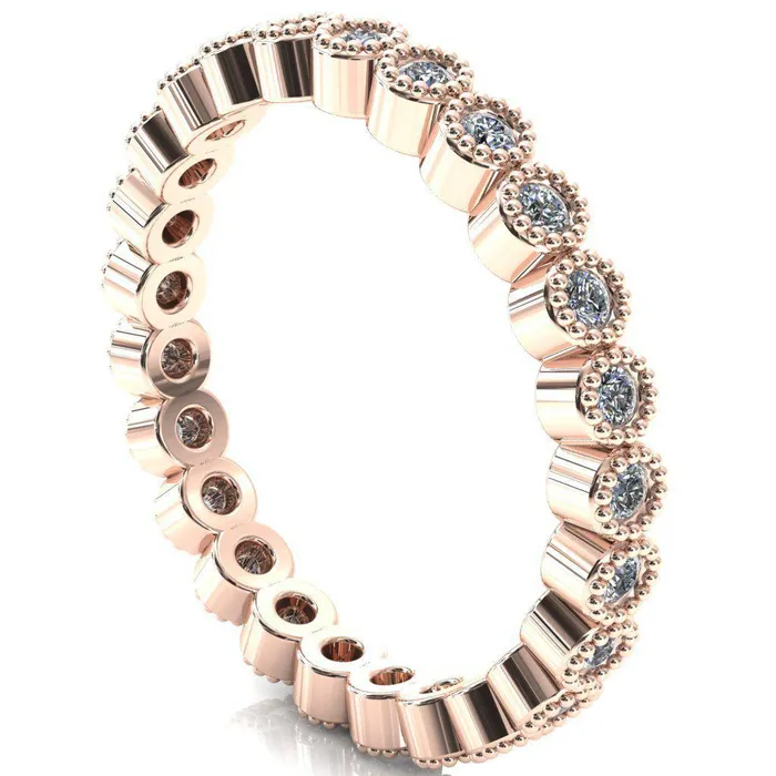 Fire Brilliance Rings Zinnia Round Center Stone 6 Prongs Milgrain Halo Accent Alexandrite Ring