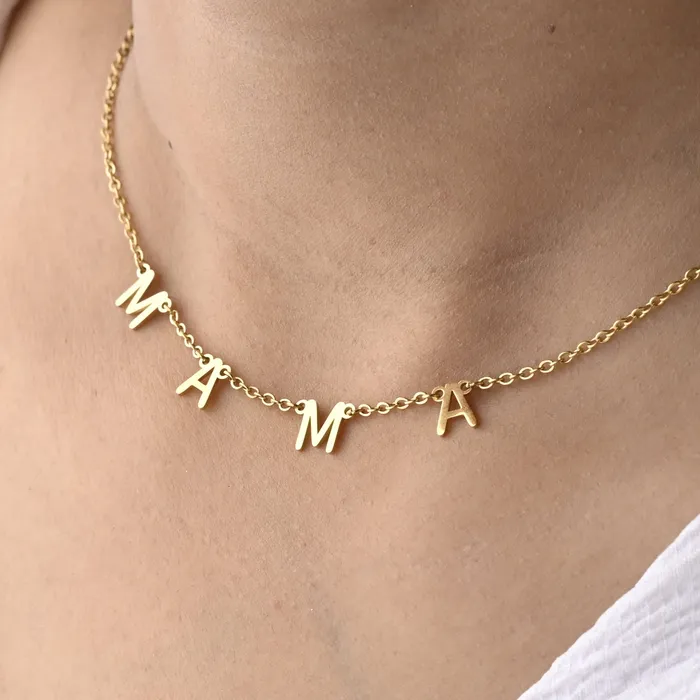 Jewelvers 18k GoldFilled Custom MAMA Necklace Personalized Mama Letter Necklace Necklaces Jewelvers 18k GoldFilled Custom MAMA Necklace Personalized Mama Letter Necklace Necklaces