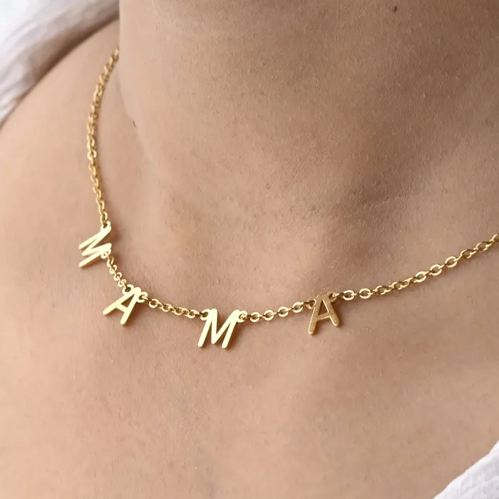 Jewelvers 18k GoldFilled Custom MAMA Necklace Personalized Mama Letter Necklace Necklaces