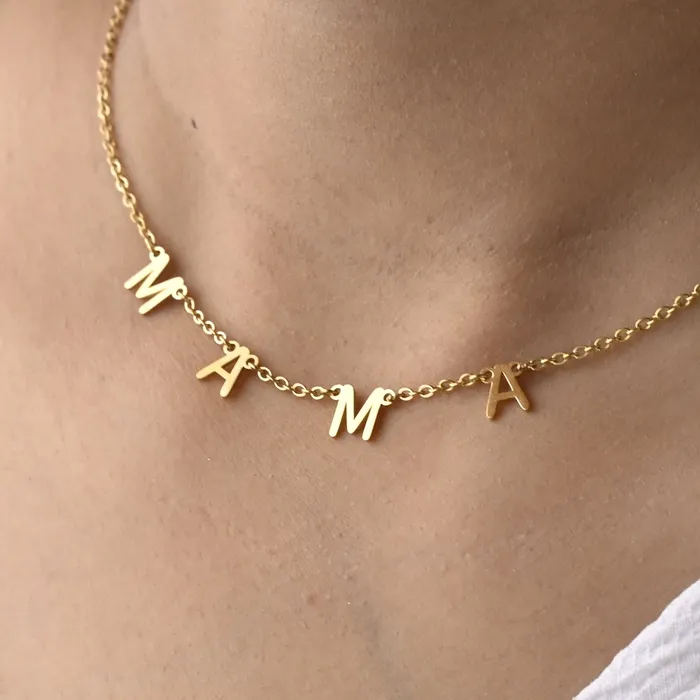 Jewelvers 18k GoldFilled Custom MAMA Necklace Personalized Mama Letter Necklace Necklaces