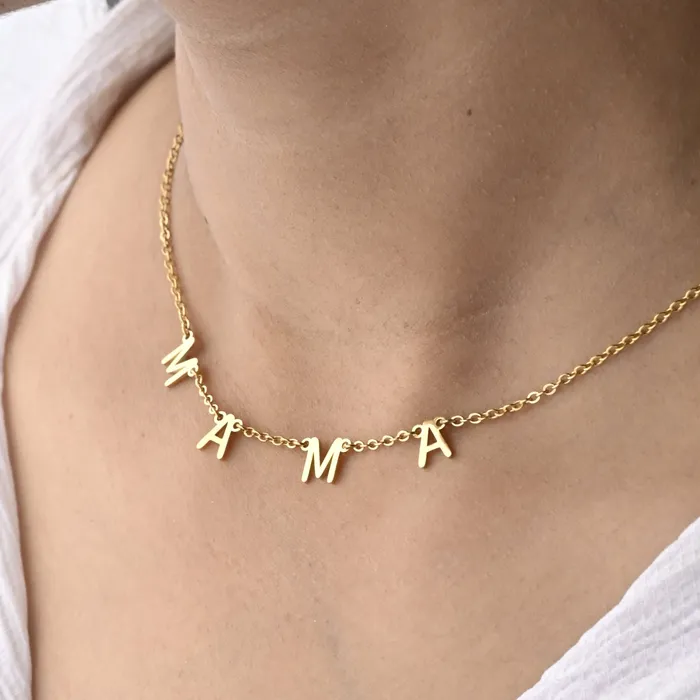 Jewelvers 18k GoldFilled Custom MAMA Necklace Personalized Mama Letter Necklace Necklaces