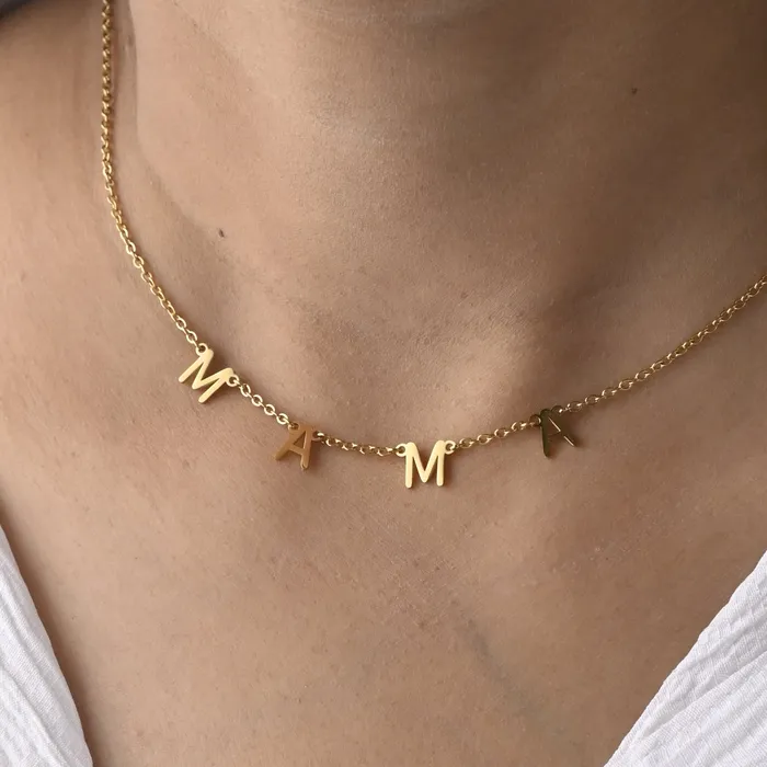 Jewelvers 18k GoldFilled Custom MAMA Necklace Personalized Mama Letter Necklace Necklaces