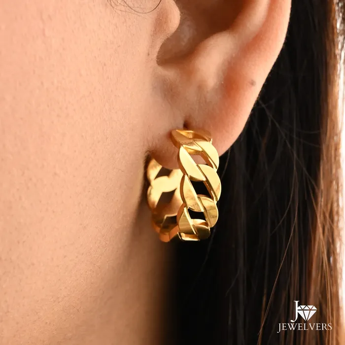 Jewelvers Earrings 18k Gold Filled Cuban Chain Open Hoop Earrings