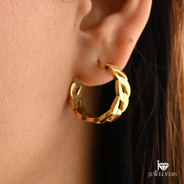 Jewelvers Earrings 18k Gold Filled Cuban Chain Open Hoop Earrings Jewelvers Earrings 18k Gold Filled Cuban Chain Open Hoop Earrings