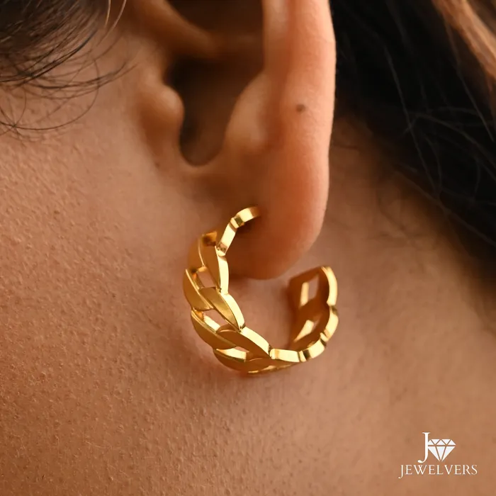 Jewelvers Earrings 18k Gold Filled Cuban Chain Open Hoop Earrings Jewelvers Earrings 18k Gold Filled Cuban Chain Open Hoop Earrings