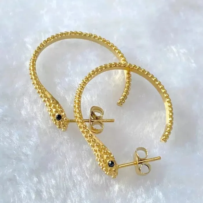 Jewelvers Earrings 18K GoldFilled Dainty Snake Hoop Earrings Jewelvers Earrings 18K GoldFilled Dainty Snake Hoop Earrings
