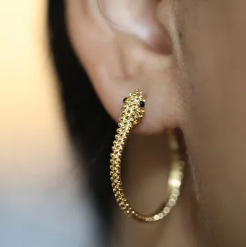 Jewelvers Earrings 18K GoldFilled Dainty Snake Hoop Earrings Jewelvers Earrings 18K GoldFilled Dainty Snake Hoop Earrings