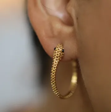 Jewelvers Earrings 18K GoldFilled Dainty Snake Hoop Earrings Jewelvers Earrings 18K GoldFilled Dainty Snake Hoop Earrings