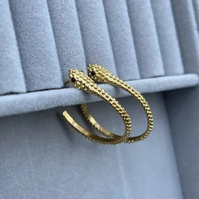 Jewelvers Earrings 18K GoldFilled Dainty Snake Hoop Earrings Jewelvers Earrings 18K GoldFilled Dainty Snake Hoop Earrings