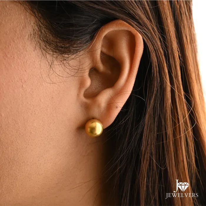 Jewelvers Earrings 925 Sterling Silver Gold Tiny Ball Stud Earrings