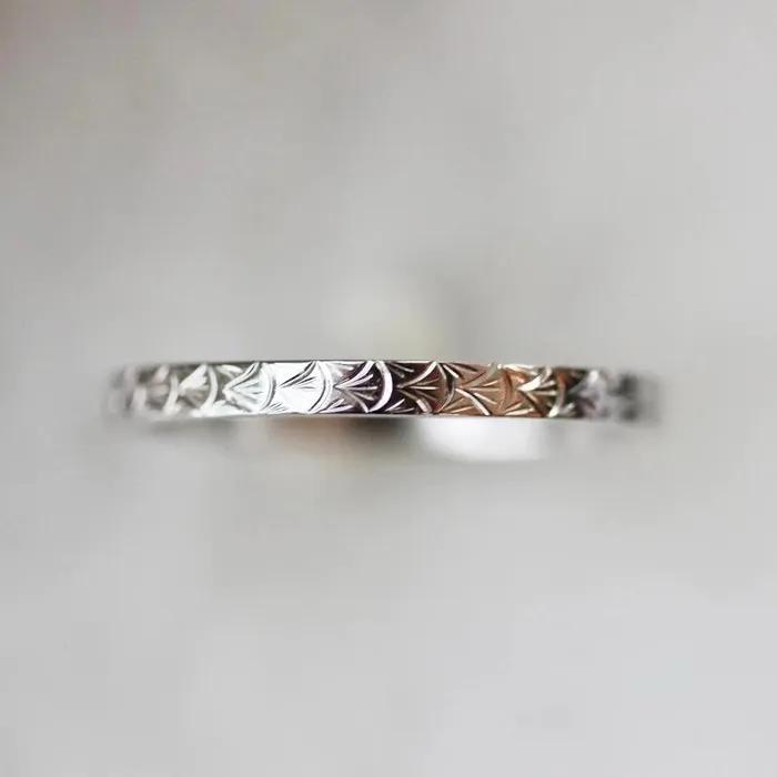 Made By Gem Breakfast Run Wild Art Deco Engraved Gold Band Rings