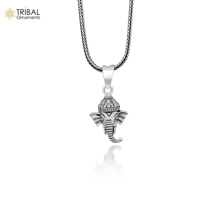 Necklaces TRIBAL ORNAMENTS Handmade solid 925 sterling silver Lord Ganesha pendant excellent unique design stylish unisex personalized gift pendant jewelry ssp553 Necklaces TRIBAL ORNAMENTS Handmade solid 925 sterling silver Lord Ganesha pendant excellent unique design stylish unisex personalized gift pendant jewelry ssp553