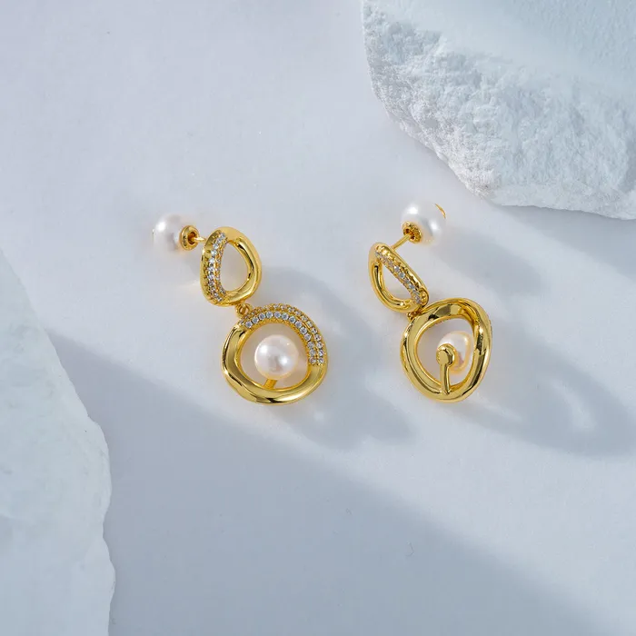 Pearly Lustre Earrings Elegant Freshwater Pearl Earrings WE00584