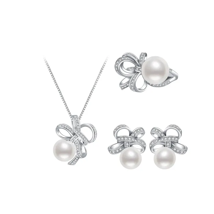 Pearly Lustre Earrings Freshwater Pearl Set WS00024 RIBBON