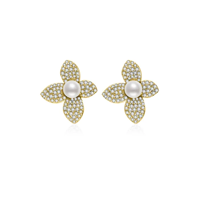 Pearly Lustre Earrings Top Grade Freshwater Pearl Earrings WE00843 ORCHID