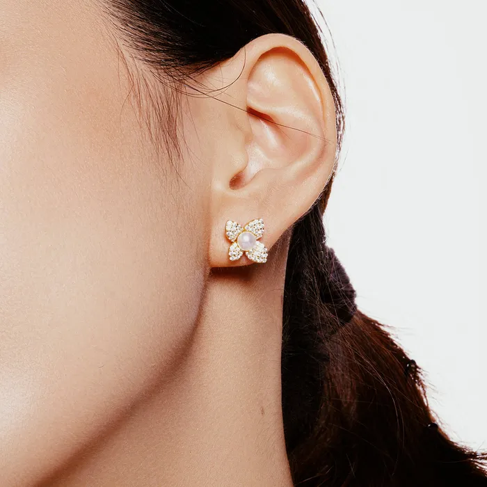 Pearly Lustre Earrings Top Grade Freshwater Pearl Earrings WE00843 ORCHID
