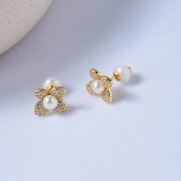Pearly Lustre Earrings Top Grade Freshwater Pearl Earrings WE00843 ORCHID
