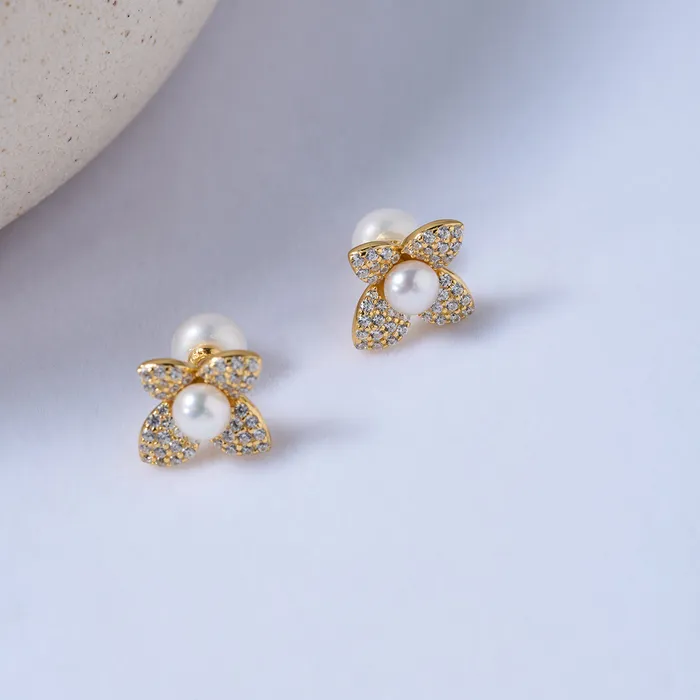 Pearly Lustre Earrings Top Grade Freshwater Pearl Earrings WE00843 ORCHID
