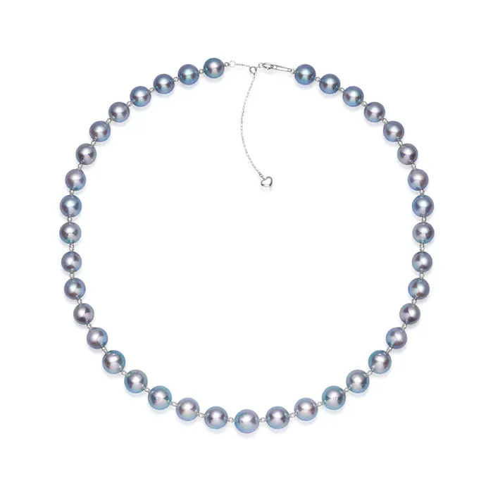 Pearly Lustre Necklaces 18k Gold Top Lustre Silver Blue Akoya Pearl Necklace KN00256 Pearly Lustre Necklaces 18k Gold Top Lustre Silver Blue Akoya Pearl Necklace KN00256