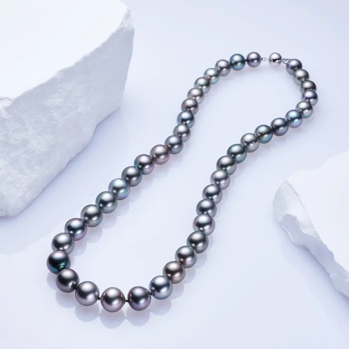 Pearly Lustre Necklaces 18k Solid Gold Aurora PEACOCK Tahitian Pearl Necklace KN00233