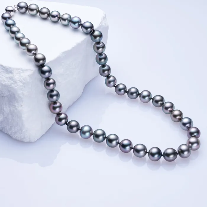 Pearly Lustre Necklaces 18k Solid Gold Aurora PEACOCK Tahitian Pearl Necklace KN00233