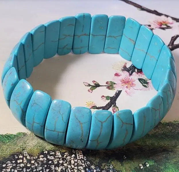 POLLY Bracelets B1122 Turquoise Crackle Stone Bracelet