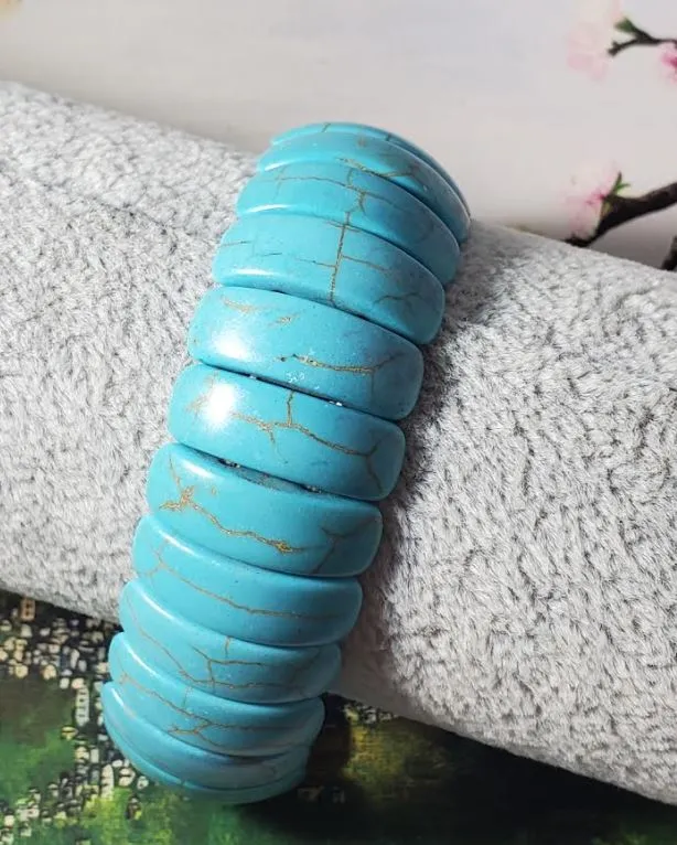 POLLY Bracelets B1122 Turquoise Crackle Stone Bracelet