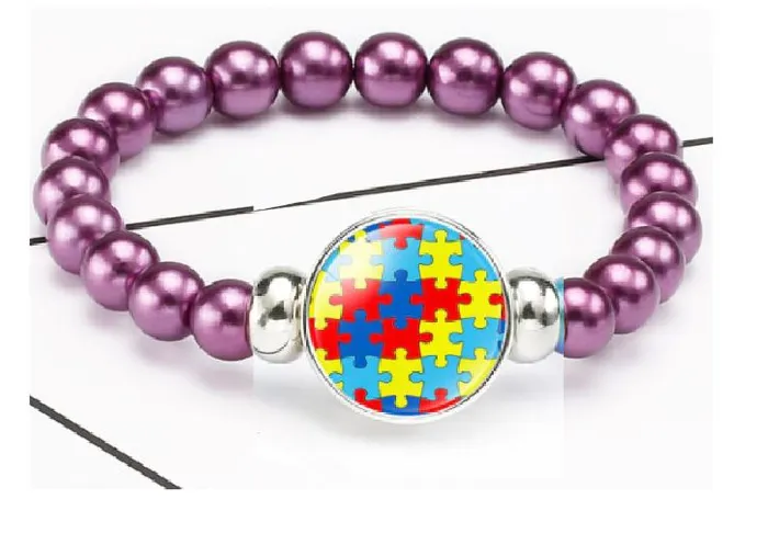 POLLY Bracelets B993 Pearlized Purple Bead Autism Awareness Bracelet