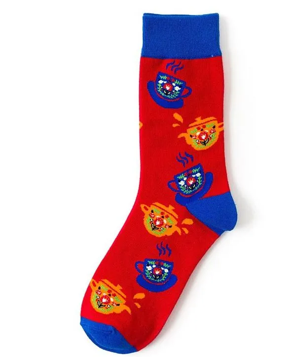 POLLY Necklaces SF832 Red Colorful Cup of Tea Socks